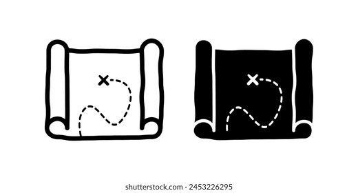 Map treasure icon set. flat illustration of vector icon