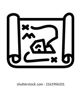 map with treasure line icon vector. map with treasure sign. isolated contour symbol black illustration