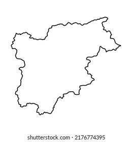 Mapa de la ilustración vectorial de alta calidad de Trentino - Dibujo de líneas hechas a mano de las fronteras de la región del Tirol del Sur