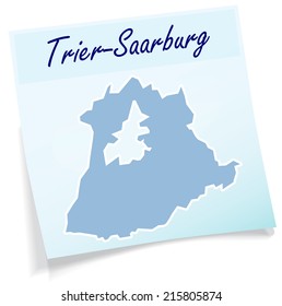 Map of Trier-Saarburg as sticky note in blue