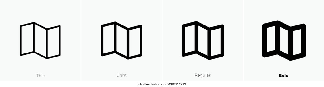 map trifold icon. Thin, Light Regular And Bold style design isolated on white background