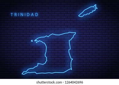 Map of Trinidad, neon light. Vector illustration of the EPS 10.