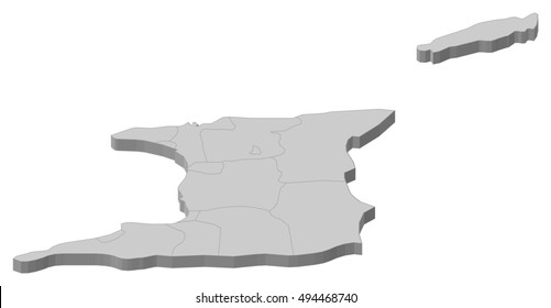 Map - Trinidad and Tobago - 3D-Illustration