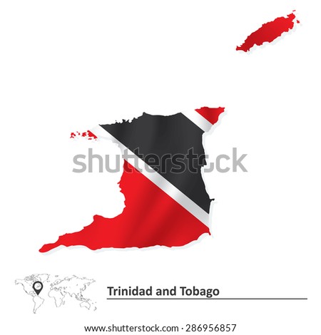 Map of Trinidad and Tobago with flag - vector illustration