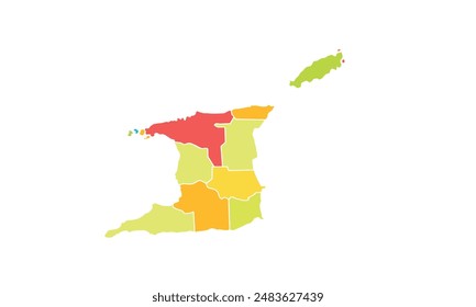 Map of Trinidad and Tobago isolated modern colorful style. for website layouts, background, education, precise, customizable, Travel worldwide, map silhouette backdrop, earth geography, political.