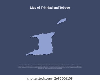  Map of Trinidad and Tobago, minimalist vector silhouette in soft blue on dark background