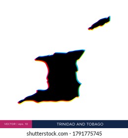 Karte von Trinidad und Tobago in mehrfarbigem Stil auf der Grenzvektordesign-Vorlage