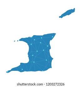 Map of Trinidad and Tobago from Polygonal wire frame low poly mesh,Trinidad and Tobago map Vector Illustration EPS10.