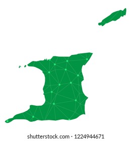 Map of Trinidad and Tobago from Polygonal wire frame low poly mesh,Trinidad and Tobago map Vector Illustration EPS10.