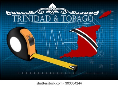 Map of Trinidad & tobago with ruler, vector.