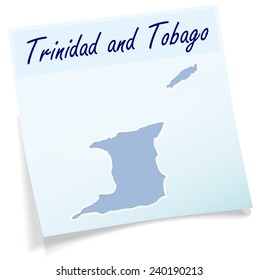 Map of Trinidad and Tobago as sticky note in blue