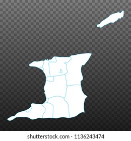 Map of Trinidad and Tobago. Vector illustration on transparent background. Items are placed on separate layers and editable. Vector illustration eps 10.
