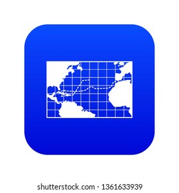 Map trips of Columbus icon digital blue for any design isolated on white vector illustration