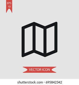 Map triptych vector icon, illustration symbol