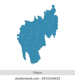 map of Tripura is a state of India with borders districts