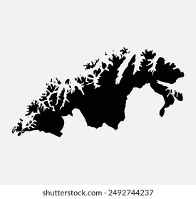 Map of Troms and Finnmark - Norway outline silhouette graphic element Illustration template design
