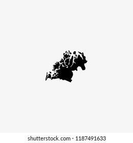 Map of Troms - Norway Vector Illustration
