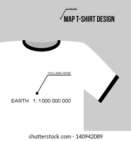 Map T-Shirt Design - Vector Illustration - Fashion Element