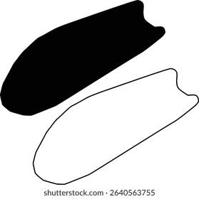 Map of Tule Lake California USA Silhouette Flat and Outline Design