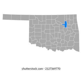 Map of Tulsa in Oklahoma on white