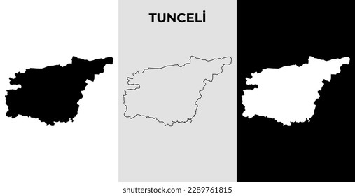 Map of Tunceli, Turkey region outline silhouette vector illustration, scribble sketch City of Tunceli map