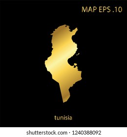 Map of tunisia abstract color Gold on Black background frame vector illustration eps 10.