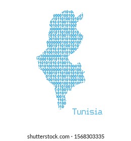 map of Tunisia from binary code vector illustration