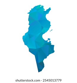 Mapa de Túnez - Diseño poligonal azul para su viaje. Ilustración vectorial eps 10.