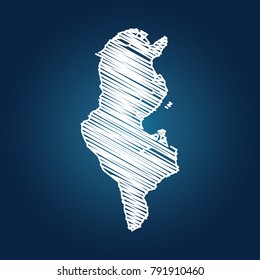 Map of Tunisia, Drawing map on blackboard of Tunisia. drawn on chalkboard with scribbled map of Tunisia can be use for education. vector illustration.