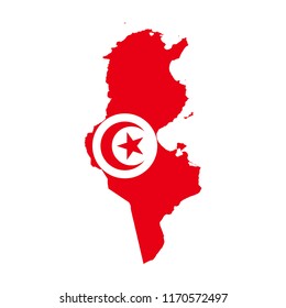 Map of Tunisia Federation with national flag isolated on white background svg