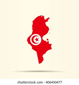 Map of Tunisia in Tunisia flag colors