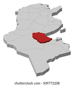 Map - Tunisia, Gabes - 3D-Illustration