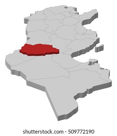 Map - Tunisia, Gafsa - 3D-Illustration