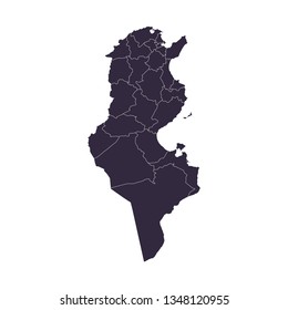 Map of Tunisia - High detailed on white background. Abstract design vector illustration eps 10. 