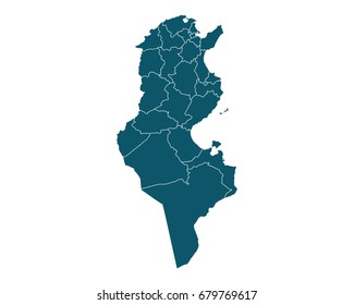 Map of Tunisia - High detailed on white background. Abstract design vector illustration eps 10. svg