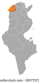 Map - Tunisia, Jendouba
