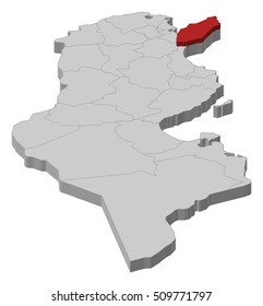 Map - Tunisia, Nabeul - 3D-Illustration