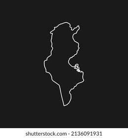 Mapa de Túnez sobre fondo negro