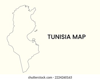 Map of Tunisia, Outline Map Tunisia vector Illustration, Map of Tunisia with an outline. Tunisia map.