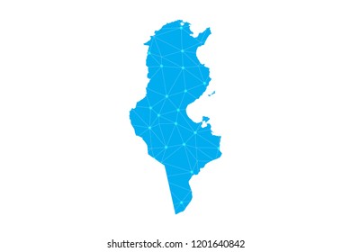 Map of Tunisia from Polygonal wire frame low poly mesh,Tunisia map Vector Illustration EPS10.