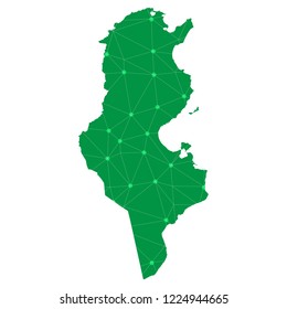 Map of Tunisia from Polygonal wire frame low poly mesh,Tunisia map Vector Illustration EPS10.