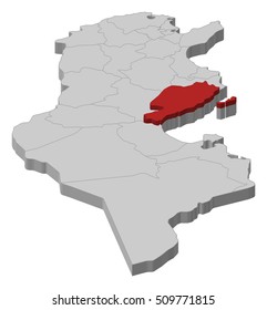 Map - Tunisia, Sfax - 3D-Illustration