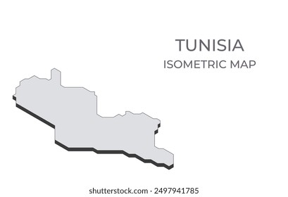 Karte Tunesiens in einfacher isometrischer Form. Abbildung der isometrischen Karte des Landes.