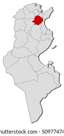 Map - Tunisia, Zaghouan