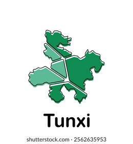 map of Tunxi geometric modern outline, High detailed vector illustration design