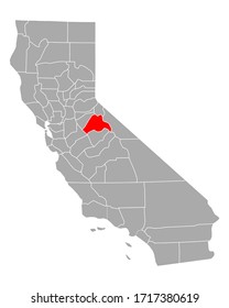 Map of Tuolumne in California on white