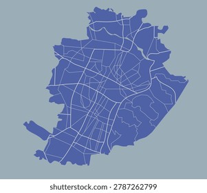 Map of Turin city with streets