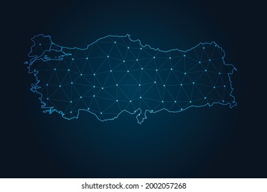 Map of turkey , Abstract mash line and point scales on dark background for your web site design map logo, app, ui,Travel. Vector illustration eps 10.