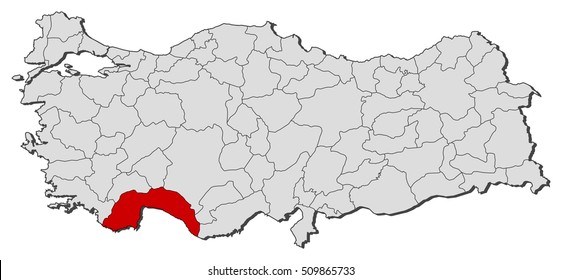 Map - Turkey, Antalya