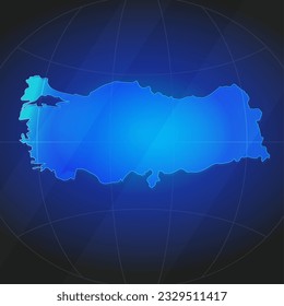 Map of Turkey in blue color. Template for website, annual report, news, infographics. Vector Illustration 